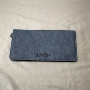 Jessica Simpson Faux Leather Slim Wristlet Wallet Color Denim